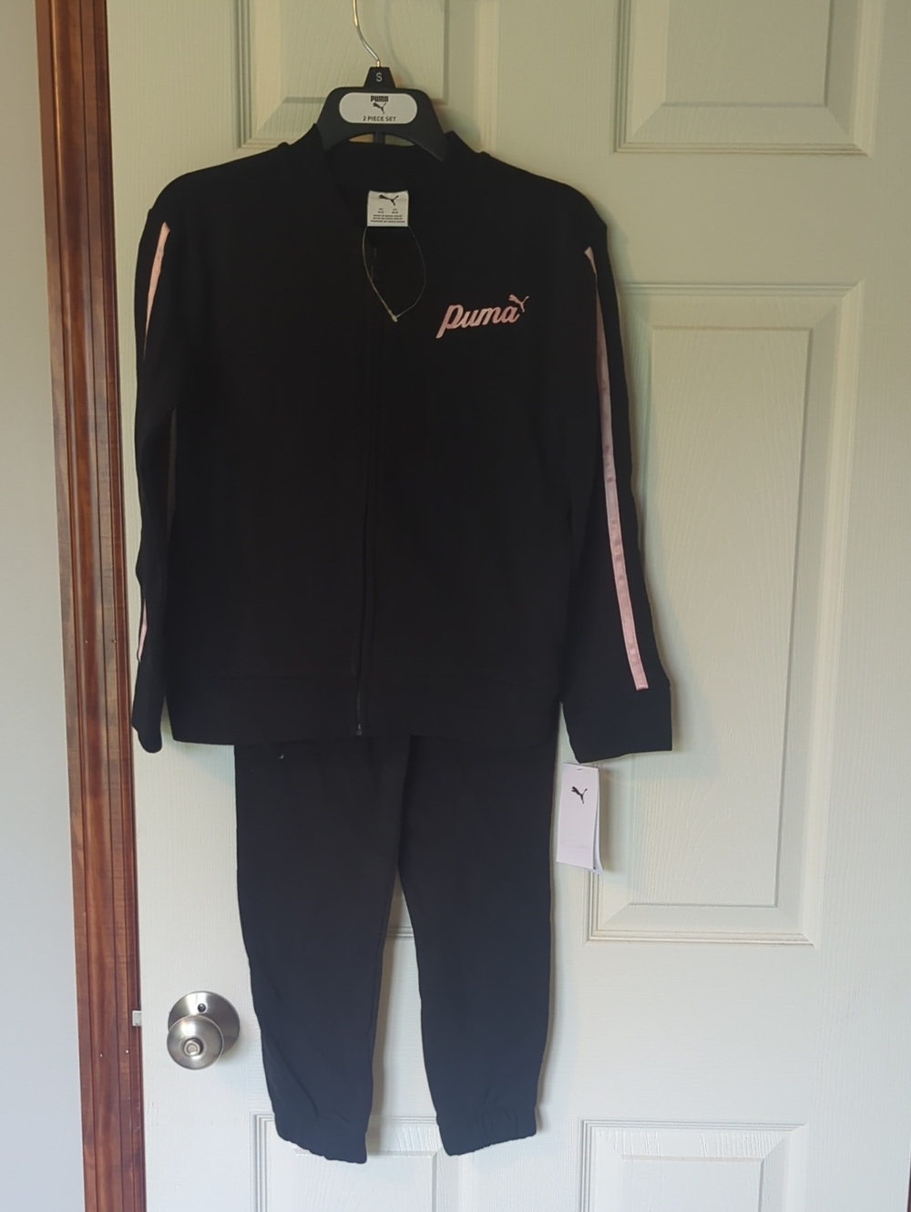 Puma Kids Black and Pink Track Jacket & Pants Set